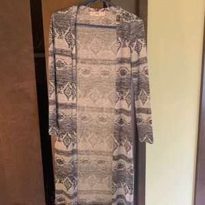Long Sleeve Cardigan Grey Print Francesca's